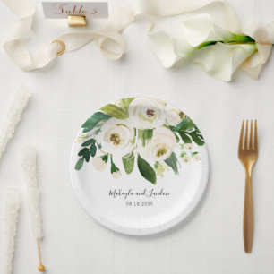 Elegante witte waterverf bloem bruiloft papieren bordje