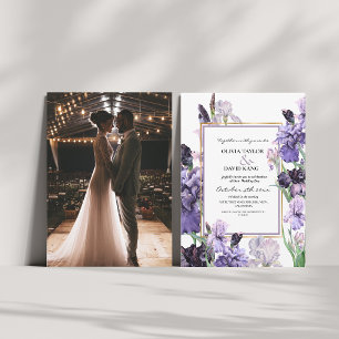 Elegante witte waterverf bloem bruiloftsfoto   kaart