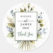 Elegante witte Waterverf Bloemen Ronde Sticker (Voorkant)