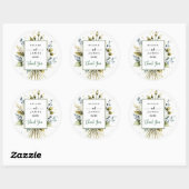 Elegante witte Waterverf Bloemen Ronde Sticker (Vel)