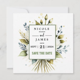 Elegante witte Waterverf Bloemen Save The Date