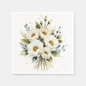 Elegante witte Waterverf Bloemen Servet (Voorkant)