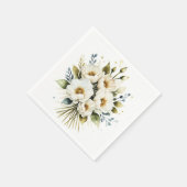 Elegante witte Waterverf Bloemen Servet (Hoek)