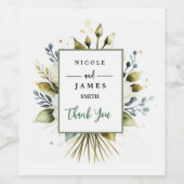 Elegante witte Waterverf Bloemen Wijn Etiket (Enkel label)