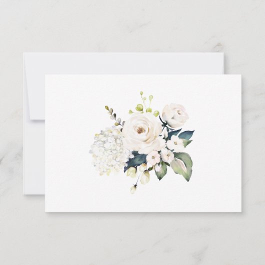 Elegante witte Waterverf bloemenbruiloft RSVP (Achterkant)