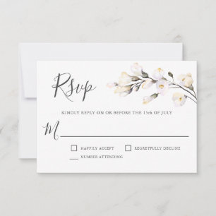 Elegante witte Waterverf bloemenbruiloft RSVP Kaartje