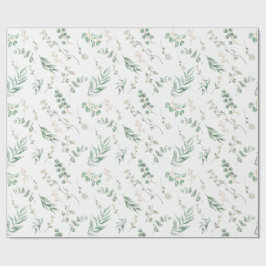 Elegante witte Waterverf bloemeneucalyptus Cadeaupapier