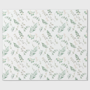 Elegante witte Waterverf bloemeneucalyptus Cadeaupapier