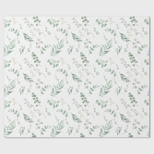 Elegante witte Waterverf bloemeneucalyptus Cadeaupapier (Vlak)
