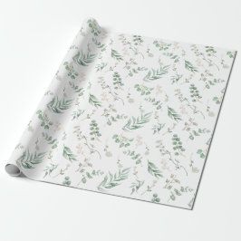 Elegante witte Waterverf bloemeneucalyptus Cadeaupapier