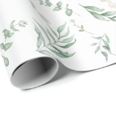 Elegante witte Waterverf bloemeneucalyptus Cadeaupapier (Rol Hoek)