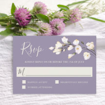 Elegante Witte Waterverf Bloemenlavendel RSVP