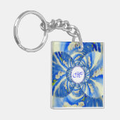 Elegante witte waterverf bloemenorchidee schilderi sleutelhanger (Voorkant Links)