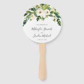 Elegante witte waterverf bloemige groene bruiloft handwaaier (Achterkant)