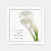 Elegante witte Waterverf Calla Lilies Bruiloft Servet (Voorkant)