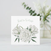 Elegante witte Waterverf Flowers Dank u kaart (Staand voorkant)