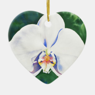 Elegante witte waterverf orchidee schilderij keramisch ornament