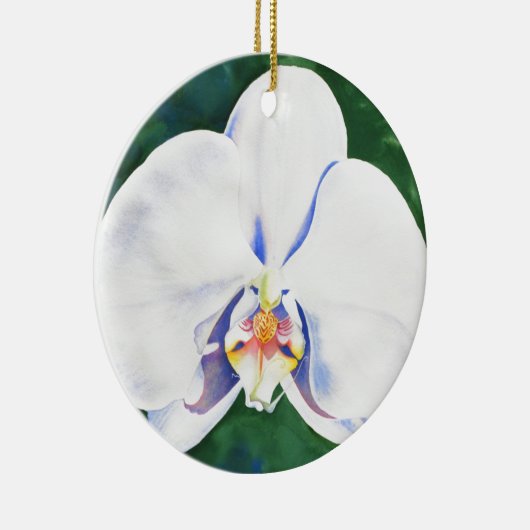 Elegante witte waterverf orchidee schilderij keramisch ornament (Rechts)