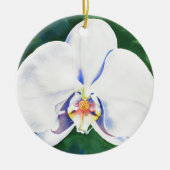 Elegante witte waterverf orchidee schilderij keramisch ornament (Voorkant)