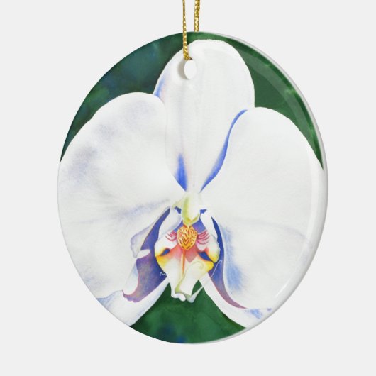 Elegante witte waterverf orchidee schilderij keramisch ornament (Links)