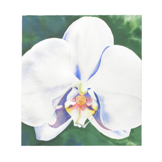 Elegante witte waterverf orchidee schilderij notitieblok (Voorkant)
