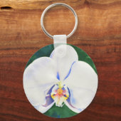 Elegante witte waterverf orchidee schilderij sleutelhanger (Voorkant)