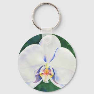 Elegante witte waterverf orchidee sleutelhanger