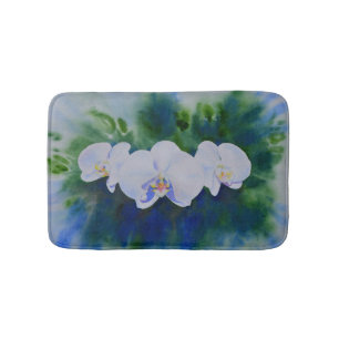 Elegante witte waterverf tropische boho orchideeën badmat