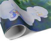 Elegante witte waterverf tropische boho orchideeën cadeaupapier (Rol Hoek)