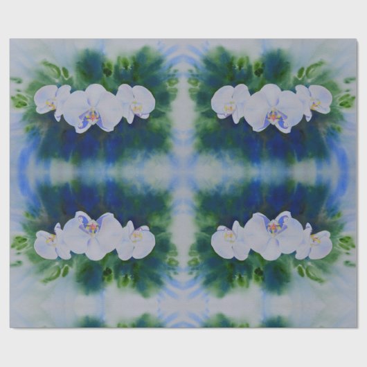 Elegante witte waterverf tropische boho orchideeën cadeaupapier (Vlak)