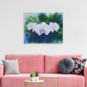Elegante witte waterverf tropische boho orchideeën canvas afdruk (Insitu (Woonkamer))