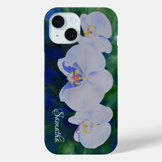 Elegante witte waterverf tropische boho orchideeën Case-Mate iPhone case (Achterkant)