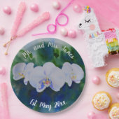 Elegante witte waterverf tropische boho orchideeën papieren bordje (Feest)