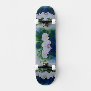 Elegante witte waterverf tropische boho orchideeën persoonlijk skateboard