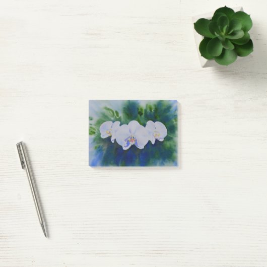 Elegante witte waterverf tropische boho orchideeën post-it® notes (Kantoor)
