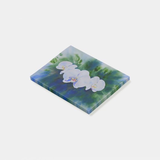 Elegante witte waterverf tropische boho orchideeën post-it® notes (Schuin)