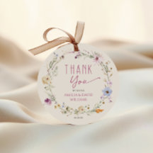 Elegante witte wilde bloem baby shower bedankje