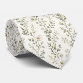 Elegante witte wilde bloem en eucalyptus botanisch stropdas (Opgerold)