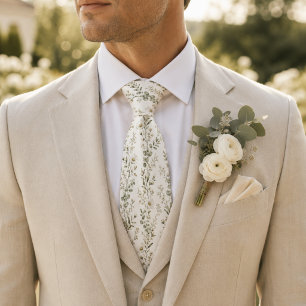 Elegante witte wilde bloem en eucalyptus botanisch stropdas