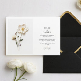 Elegante witte wilde bloem horizontale mooie bruil kaart