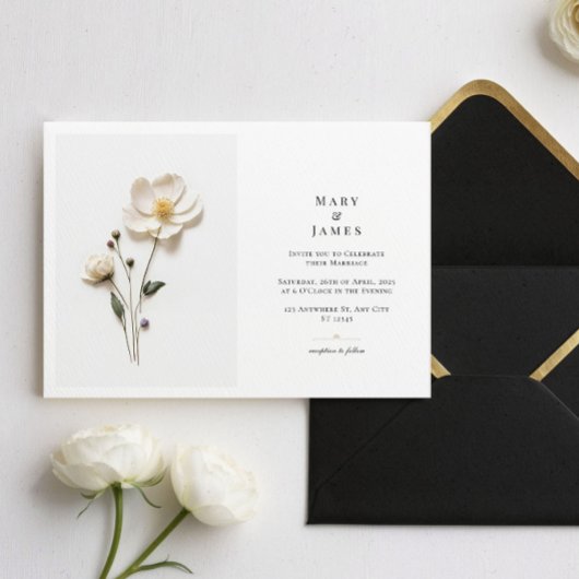 Elegante witte wilde bloem horizontale mooie bruil kaart