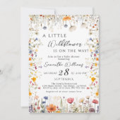 Elegante witte wilde bloemen bloei baby shower kaart (Voorkant)