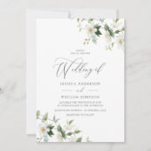 Elegante Witte Wilde Bloemen Bruiloft Kaart (Voorkant)