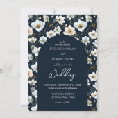 Elegante witte wilde bloemen weide blauwe boog kaart (Voorkant)