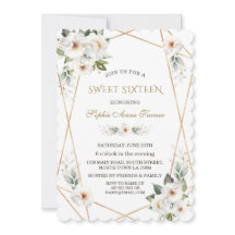 Elegante Witte Wilde Rozen Gouden Sweet Sixteen 