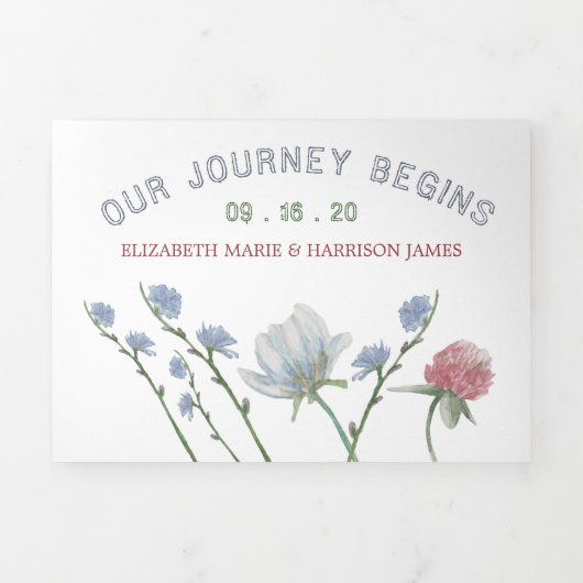 Elegante witte, Wildflower bruiloft suite Drieluik Uitnodiging (Cover)