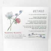 Elegante witte, Wildflower bruiloft suite Drieluik Uitnodiging (Binnenzijde eerst)