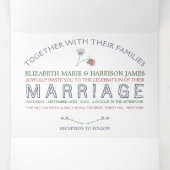 Elegante witte, Wildflower bruiloft suite Drieluik Uitnodiging (Binnenkant midden)