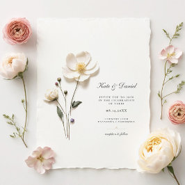 Elegante witte Wildflower bruiloft uitnodiging