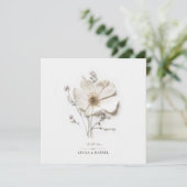 Elegante Witte Wildflower Chic Square bruiloft Kaart (Staand voorkant)
